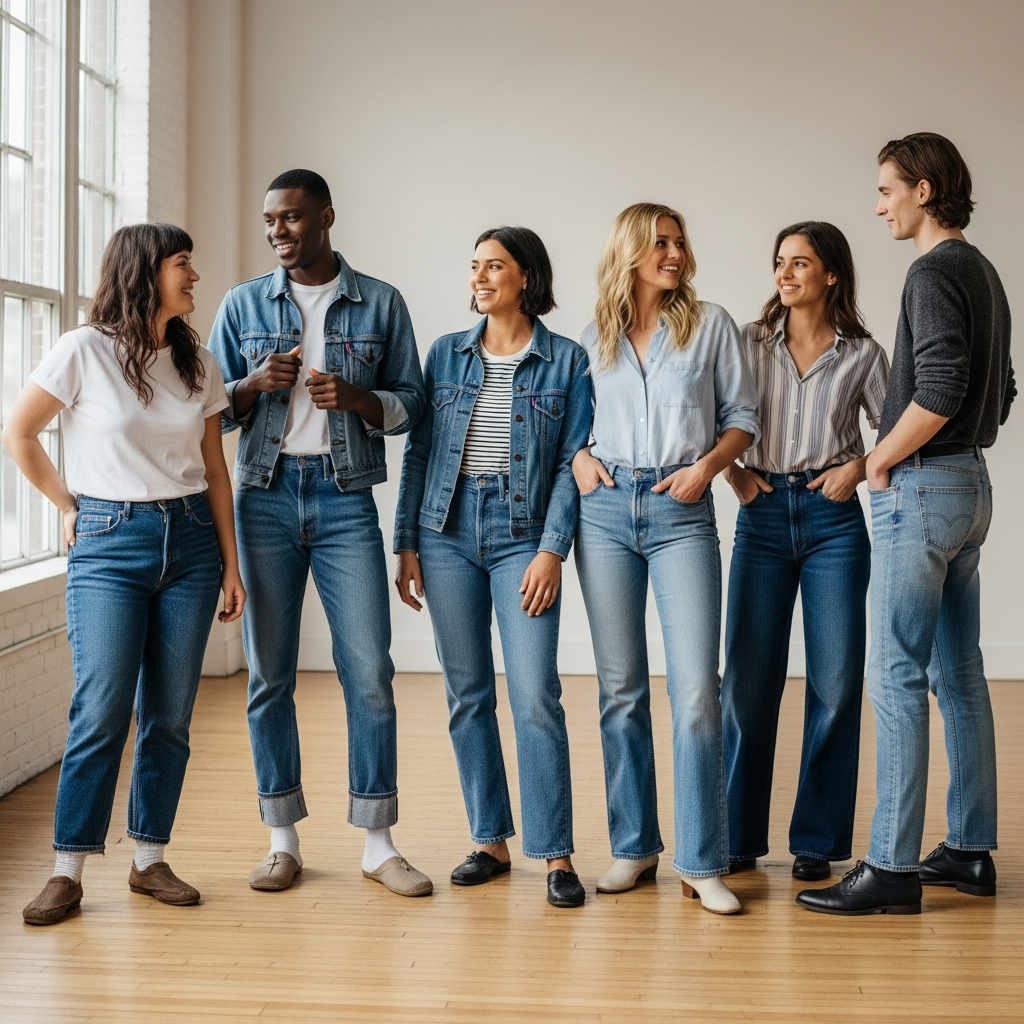 Différentes morphologies portant des jeans vintage